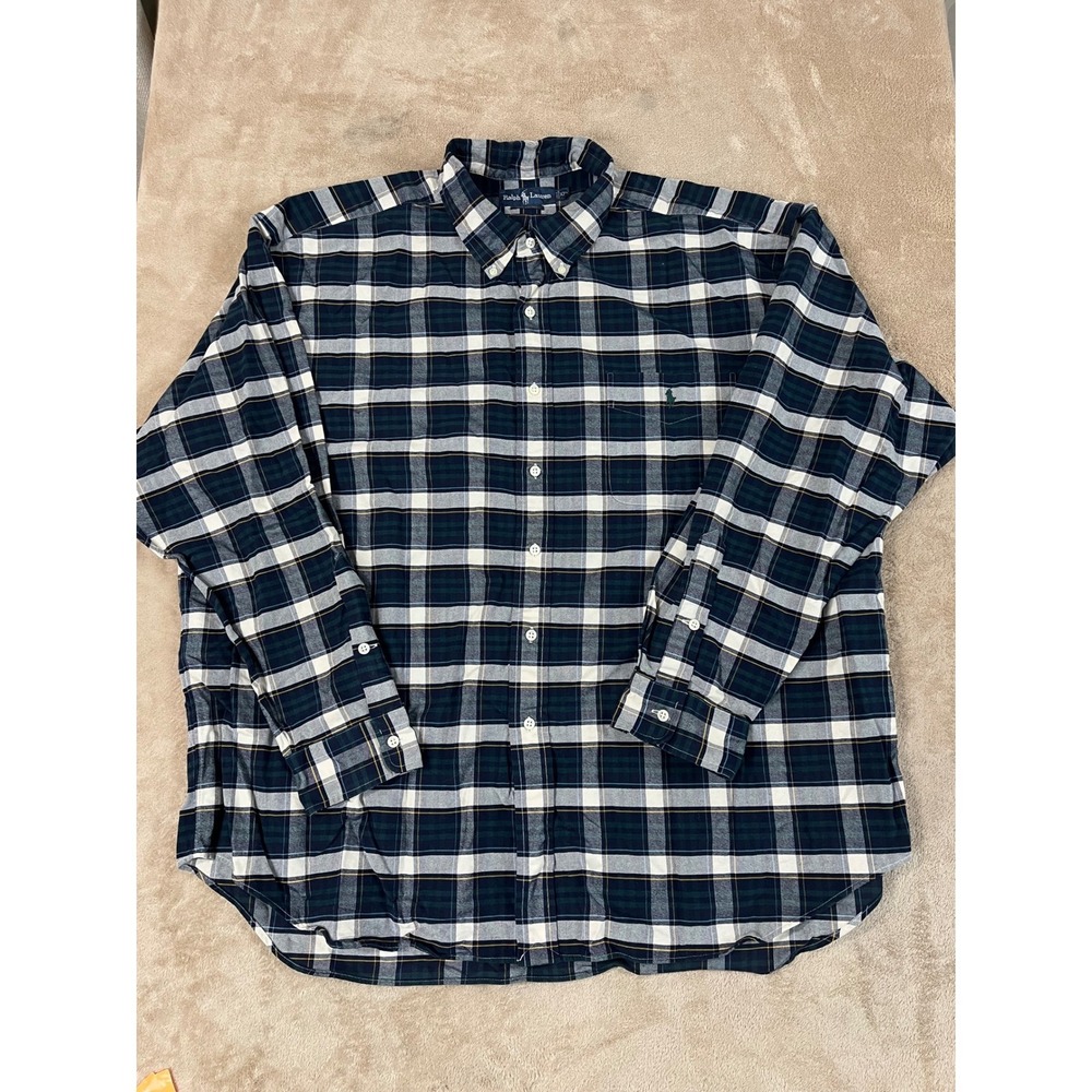 Vintage Ralph Lauren Big Shirt Button Down Shirt Men's 2XL Navy Blue L/S EUC